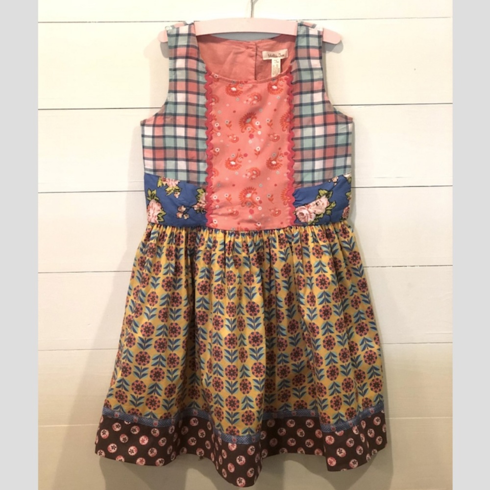 Matilda Jane pinafore dress w/ button and sash NWT